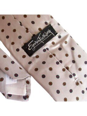 Vintage Silk Neck Tie 3” 54" gray Egon Von Furstenburg Medallion Dots